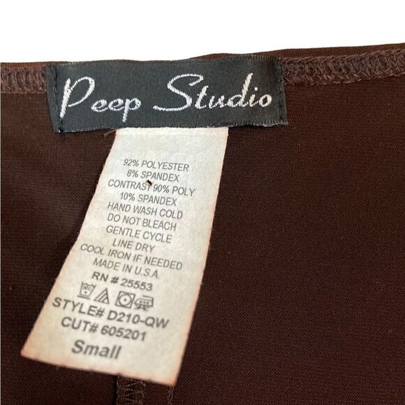 Peep Studio Brown Sleeveless Dress With Contrast At Waist, Size S - Picture 6 of 6